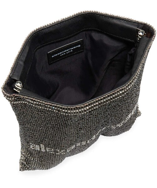 alexanderwang（アレキサンダーワン）の「Alexander Wang Wanglock Pouch Rhinestone Logo Clutch Bag（クラッチバッグ・レディース・Black・One Size）」の5枚目の写真