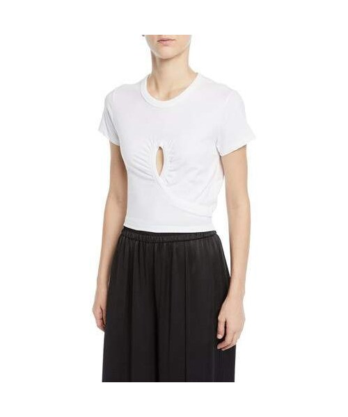 T by Alexander Wang High Twist Jersey Cropped Tee with Keyhole