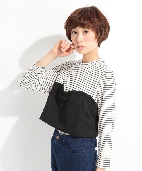 LOWRYS FARM(ローリーズファーム)の「ビスチェドッキングプルオーバーロングスリーブ(トップス・レディース・ボーダー/ブラック/オフ・L/M)」の3枚目の写真