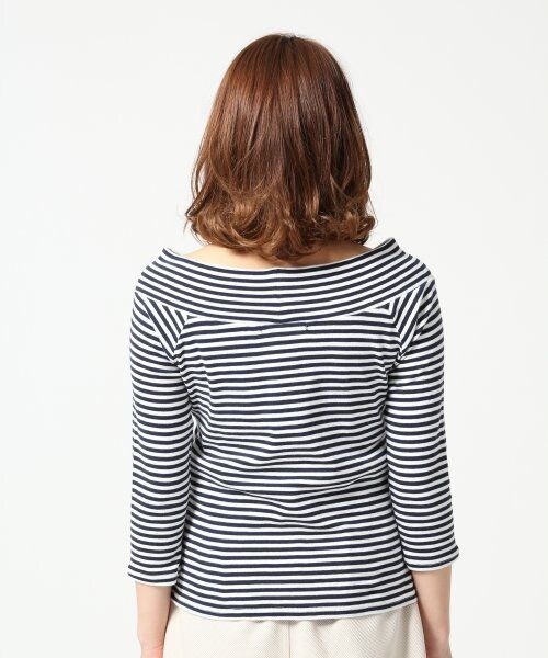 Heather（ヘザー）の「★先行予約★オフショルボーダートップス7分袖（トップス・レディース・ネイビー×ホワイト/グレー×ホワイト・Ｆ）」の5枚目の写真