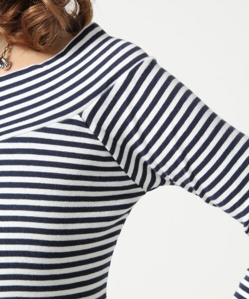 Heather（ヘザー）の「★先行予約★オフショルボーダートップス7分袖（トップス・レディース・ネイビー×ホワイト/グレー×ホワイト・Ｆ）」の7枚目の写真