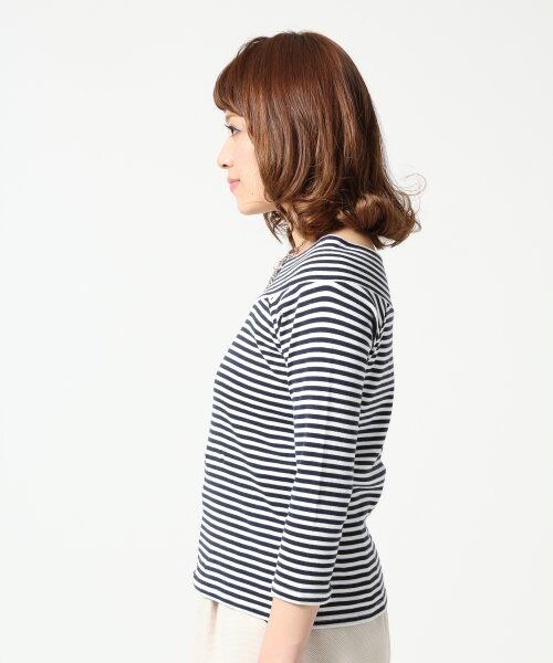 Heather（ヘザー）の「★先行予約★オフショルボーダートップス7分袖（トップス・レディース・ネイビー×ホワイト/グレー×ホワイト・Ｆ）」の4枚目の写真