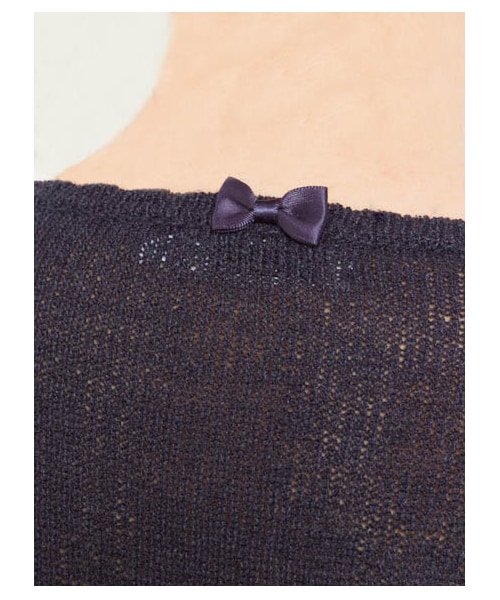 earth music&ecology（アースミュージックアンドエコロジー）の「バックリボンペプラムニットプルオーバー（ニット・セーター・レディース・ラベンダー/ネイビー/ライトイエロー/アイボリー・M/S）」の8枚目の写真