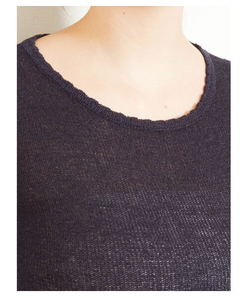 earth music&ecology（アースミュージックアンドエコロジー）の「バックリボンペプラムニットプルオーバー（ニット・セーター・レディース・ラベンダー/ネイビー/ライトイエロー/アイボリー・M/S）」の9枚目の写真