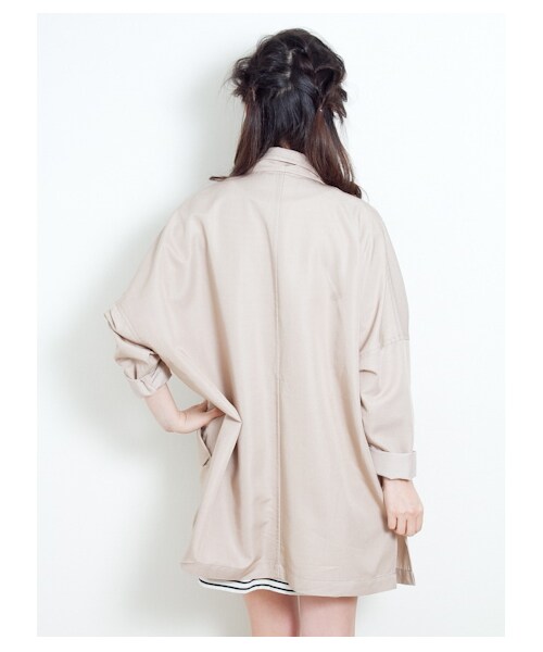 earth music&ecology（アースミュージックアンドエコロジー）の「ニュアンスビッグコート（コート　・レディース・ピンクベージュ/カーキ/ベージュ・F）」の6枚目の写真