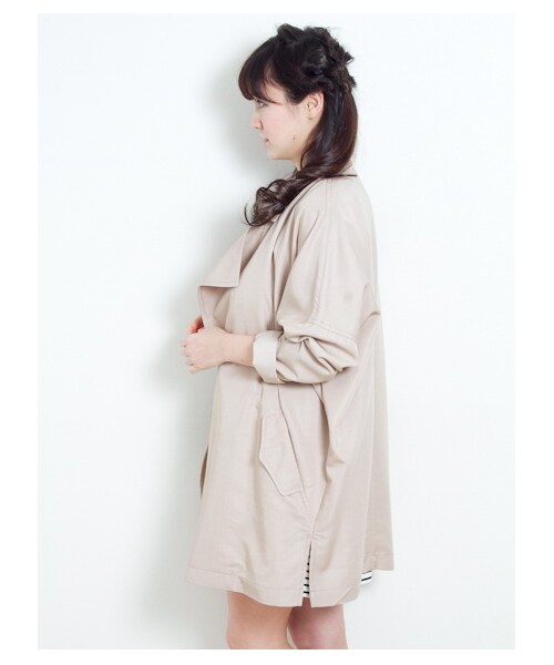 earth music&ecology（アースミュージックアンドエコロジー）の「ニュアンスビッグコート（コート　・レディース・ピンクベージュ/カーキ/ベージュ・F）」の5枚目の写真