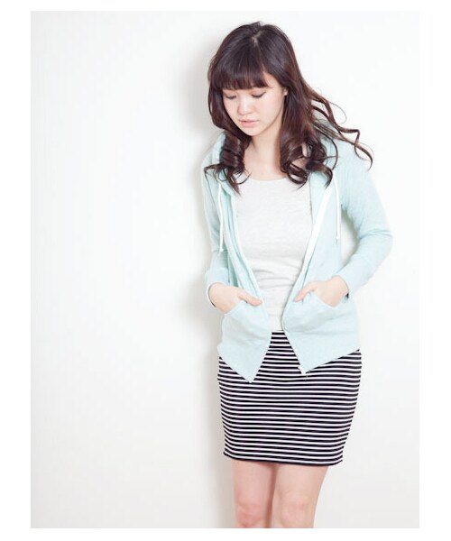 SEVENDAYS=SUNDAY（セブンデイズサンデイ）の「・ベーシックジップパーカー（カットソー・レディース・オレンジ/杢グレー/杢ホワイト/グリーン・L/M）」の10枚目の写真