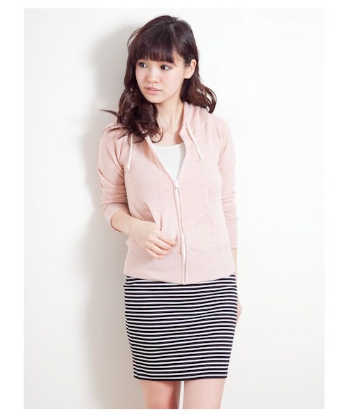 SEVENDAYS=SUNDAY（セブンデイズサンデイ）の「・ベーシックジップパーカー（カットソー・レディース・オレンジ/杢グレー/杢ホワイト/グリーン・L/M）」の4枚目の写真