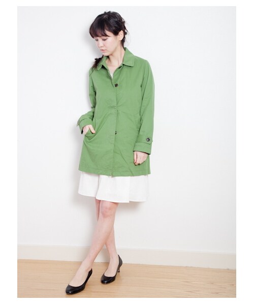 SEVENDAYS=SUNDAY（セブンデイズサンデイ）の「ステンカラーコート（コート　・レディース・ネイビー/オレンジ/サックスブルー/ベージュ/グリーン・L/M）」の2枚目の写真