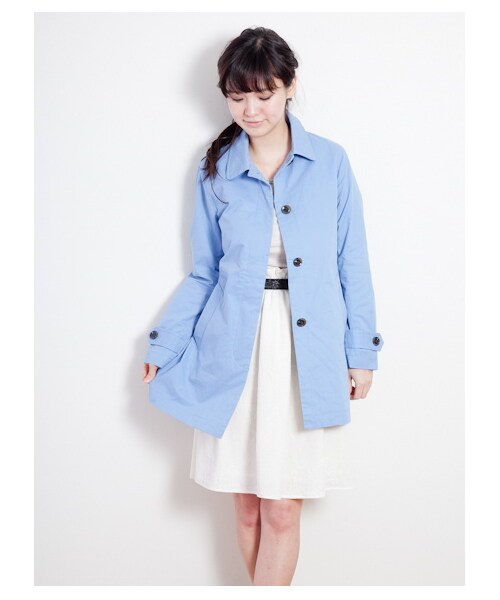 SEVENDAYS=SUNDAY（セブンデイズサンデイ）の「ステンカラーコート（コート　・レディース・ネイビー/オレンジ/サックスブルー/ベージュ/グリーン・L/M）」の11枚目の写真