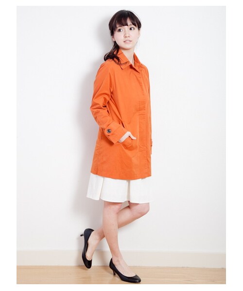 SEVENDAYS=SUNDAY（セブンデイズサンデイ）の「ステンカラーコート（コート　・レディース・ネイビー/オレンジ/サックスブルー/ベージュ/グリーン・L/M）」の5枚目の写真