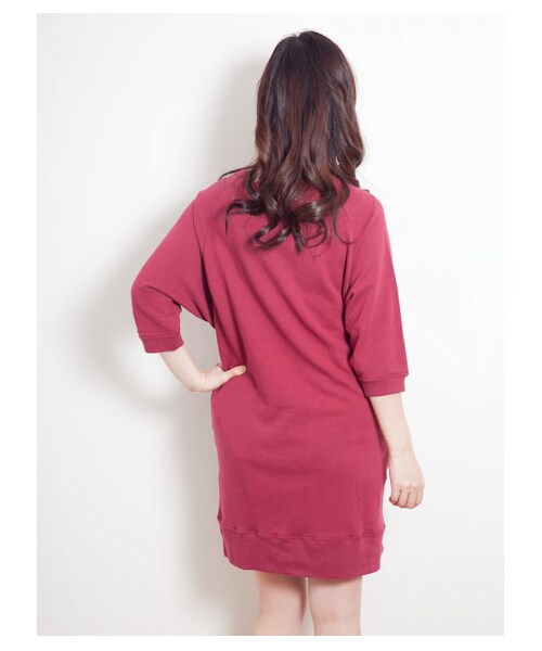 SEVENDAYS=SUNDAY（セブンデイズサンデイ）の「W チャンピオンプリントスエットワンピース（ワンピース・レディース・グレー/杢ホワイト/ブラック/ボルドー・F）」の7枚目の写真