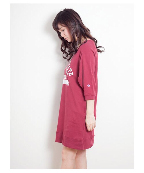 SEVENDAYS=SUNDAY（セブンデイズサンデイ）の「W チャンピオンプリントスエットワンピース（ワンピース・レディース・グレー/杢ホワイト/ブラック/ボルドー・F）」の6枚目の写真