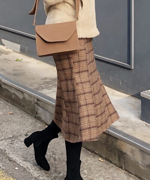 DHOLIC(ディーホリック)の「チェックマーメイドスカート(スカート・レディース・グレー/ブラウン・FREE)」の2枚目の写真