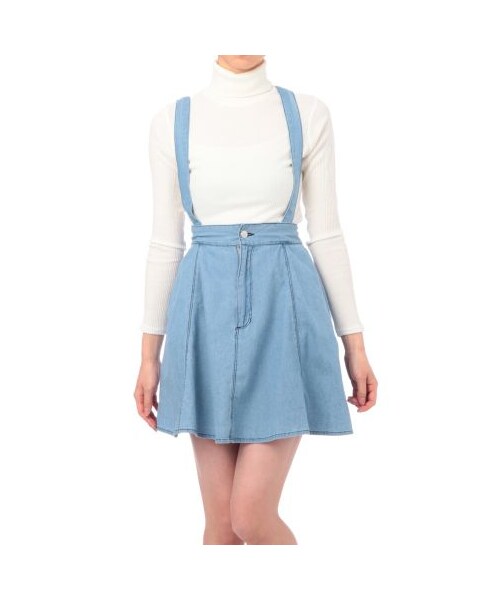 OZOC（オゾック）の「フレアデニムジャンパースカート（スカート・レディース・ブルー系・M）」の2枚目の写真