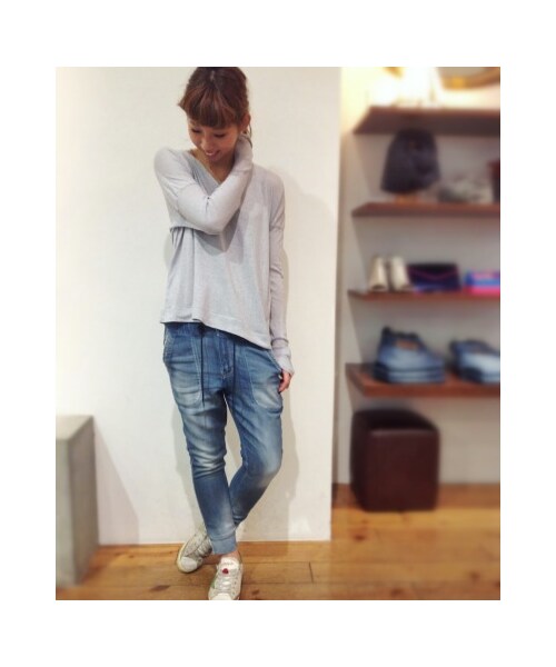 YANUK(ヤヌーク)の「デニム風 紐付きパンツ(14SS) Lounge Pants(パンツ・レディース・ブルー・XS size/S size)」の2枚目の写真