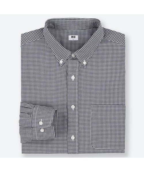 UNIQLO（ユニクロ）の「エクストラファインコットンブロードチェックシャツ（ボタンダウン・長袖）（シャツ/ブラウス・メンズ・RED 16/BLUE 66/NAVY 69・S/XXL/4XL/XL/L/M/3XL/XS）」の3枚目の写真