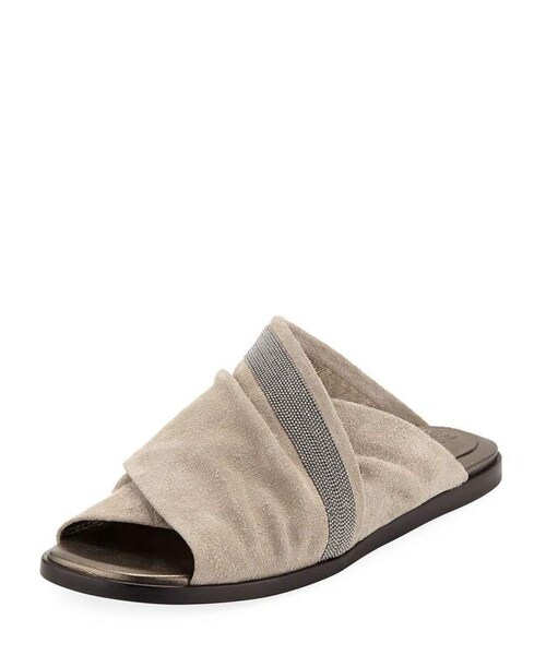 BRUNELLO CUCINELLI（ブルネロクチネリ）の「Brunello Cucinelli Rustic Suede Crisscross Sandals（その他シューズ・レディース・Brown・6.5b / 36.5eu/10b / 40eu/8b / 38eu/11b / 41eu/7b / 37eu/9.5b / 39.5eu/8.5b / 38.5eu/9b / 39eu/7.5b / 37.5eu/6b / 36eu）」の4枚目の写真