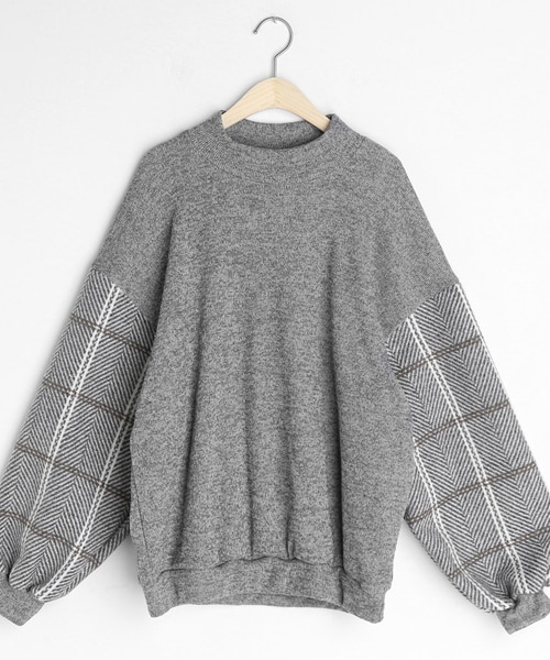 DHOLIC（ディーホリック）の「チェックスリーブプルオーバー（その他トップス・レディース・ブラック/ベージュ/グレー/ブラウン・FREE）」の2枚目の写真