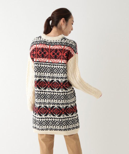 studio CLIP（スタディオクリップ）の「3ゲージノルディックジャガードワンピース（ワンピース/ドレス・オフホワイト/ブラウン）」の6枚目の写真