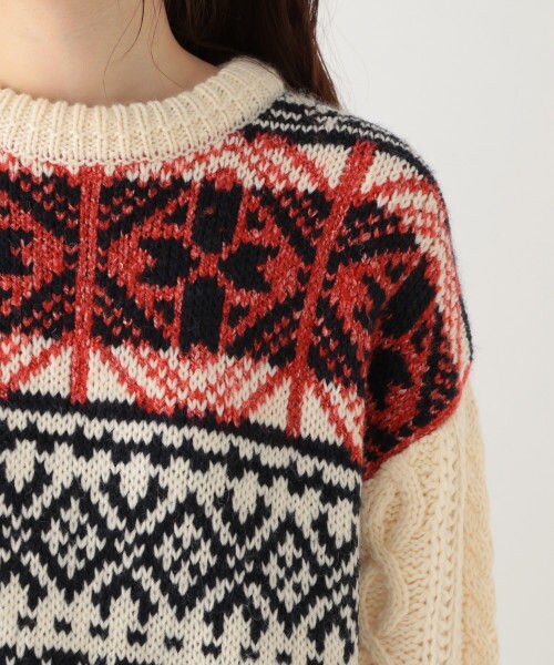 studio CLIP（スタディオクリップ）の「3ゲージノルディックジャガードワンピース（ワンピース/ドレス・オフホワイト/ブラウン）」の7枚目の写真