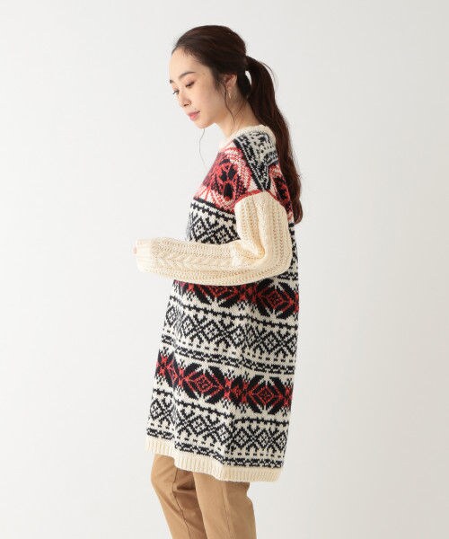 studio CLIP（スタディオクリップ）の「3ゲージノルディックジャガードワンピース（ワンピース/ドレス・オフホワイト/ブラウン）」の5枚目の写真