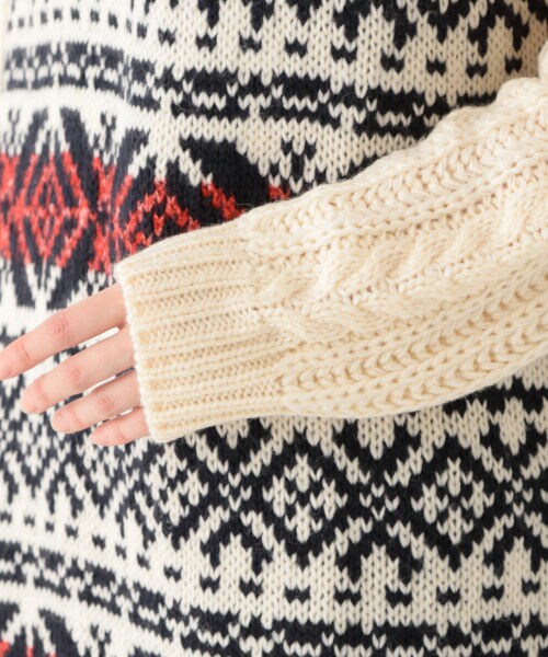 studio CLIP（スタディオクリップ）の「3ゲージノルディックジャガードワンピース（ワンピース/ドレス・オフホワイト/ブラウン）」の8枚目の写真