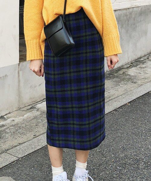 DHOLIC（ディーホリック）の「バックスリットチェックスカート（スカート・レディース・グリーン/ブルー/レッド・FREE）」の2枚目の写真