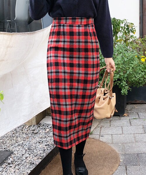 DHOLIC（ディーホリック）の「バックスリットチェックスカート（スカート・レディース・グリーン/ブルー/レッド・FREE）」の3枚目の写真