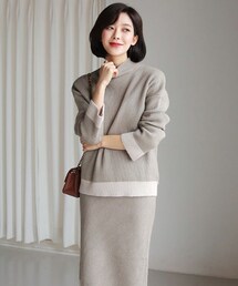 DHOLIC | 配色ヘムニット&スカートSET(ニット/セーター)