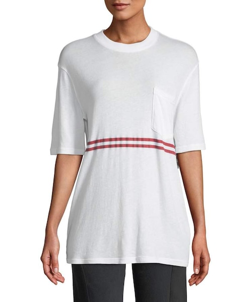 Elizabeth and James(エリザベスアンドジェームス)の「Elizabeth and James Dean Striped Boyfriend Tee(Tシャツ/カットソー・レディース・White・Medium/Large/Small/X-small)」の3枚目の写真