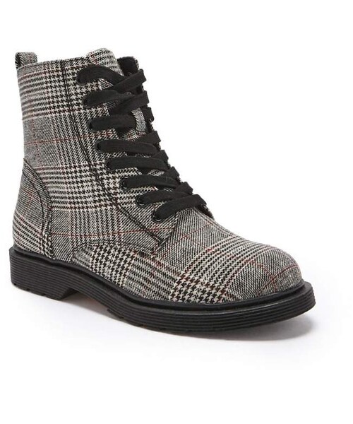 FOREVER 21(フォーエバー トゥエンティーワン)の「Forever 21 Glen Plaid Combat Boots(ブーツ・レディース・Gray・11/6/7/8/9/10)」の5枚目の写真