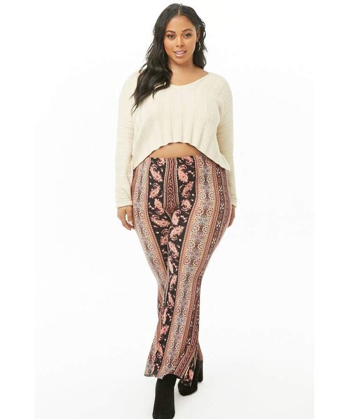 Forever 21,Forever 21 Plus Size Paisley & Mosaic Print Flare Pants - WEAR