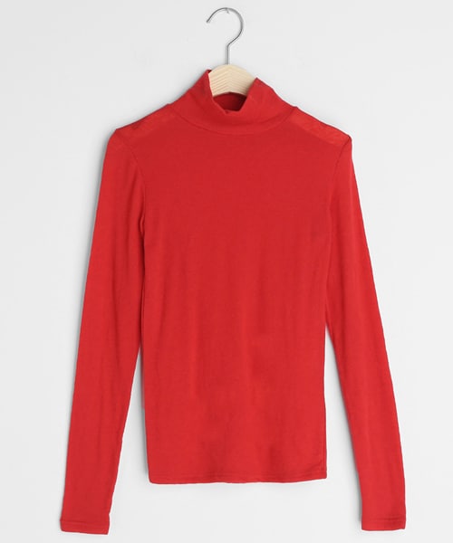 DHOLIC(ディーホリック)の「ハイネックスリムフィットTシャツ(Tシャツ/カットソー・レディース・グリーン/ピンク/ホワイト/レッド/ブラック・FREE)」の5枚目の写真