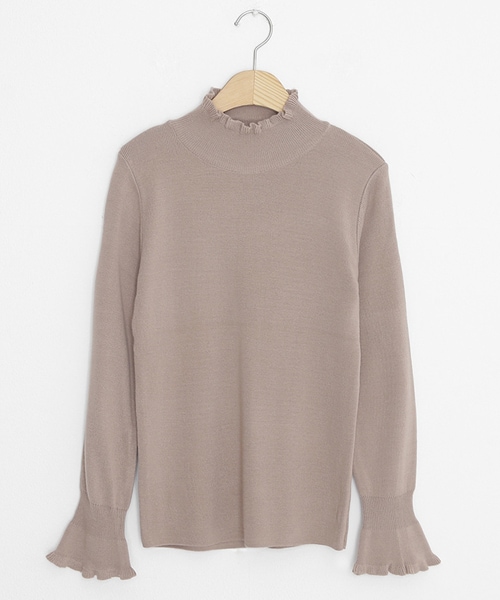 DHOLIC(ディーホリック)の「フリルヘムハイネックニット(ニット/セーター・レディース・ブラック/ホワイト/パープル/ブラウン・FREE)」の3枚目の写真