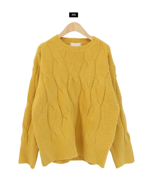 Dailyabout（デイリーアバウト）の「ラウンドネックケーブルニット（ニット/セーター・レディース・ピンク/ホワイト/オレンジ/イエロー/ブルー・FREE）」の4枚目の写真