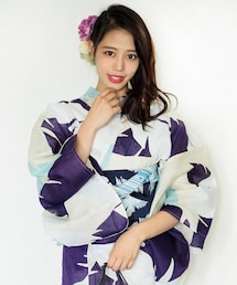 -- | 女性浴衣　レディース浴衣　浴衣　単品　浴衣単品　仕立て上がり　レディース　女性用　フリー　ホワイト　白　ネイビー　ヤシの木　個性派　変わり織　お洒落(浴衣)