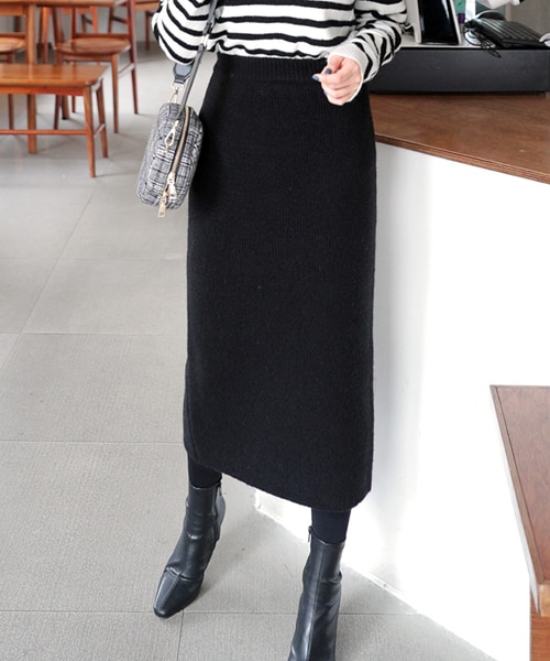 DHOLIC（ディーホリック）の「Hラインスリットニットスカート（スカート・レディース・ベージュ/ブラック/グレー・FREE）」の2枚目の写真