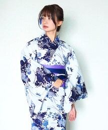 -- | 女性浴衣　レディース浴衣　浴衣　単品　浴衣単品　仕立て上がり　綿麻　レディース　女性用　花柄　白　ホワイト　ネイビー　大人っぽい　変わり織　お洒落(浴衣)