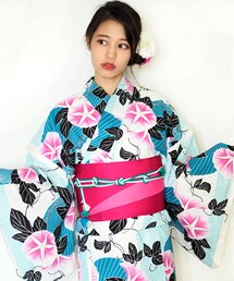 -- | 女性浴衣　レディース浴衣　浴衣　単品　浴衣単品　仕立て上がり　レディース　女性用　フリー　朝顔　水色　パープル　白　個性派　変わり織　お洒落(浴衣)