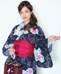 -- | 女性浴衣　レディース浴衣　浴衣　単品　浴衣単品　仕立て上がり　レディース　女性用　フリー　花柄　花　黒　ブラック　ピンク　青　ブルー　変わり織　お洒落(浴衣)