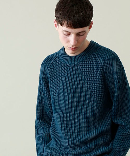 【超美品】人気　バトナー シグネチャー クルーネック ニット ネイビー サイズ2 BATONER【MEN'S】SIGNATURE CREW NECK KNIT バトナー シグネチャー