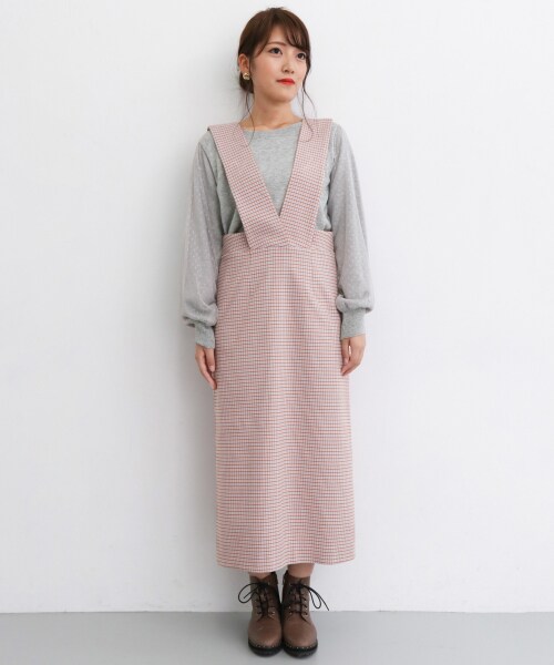 KBF(ケイビーエフ)の「KBF+千鳥格背心裙(ワンピース/ドレス・レディース・紫色/綠色/灰色・one)」の16枚目の写真