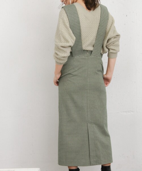 KBF(ケイビーエフ)の「KBF+千鳥格背心裙(ワンピース/ドレス・レディース・紫色/綠色/灰色・one)」の8枚目の写真