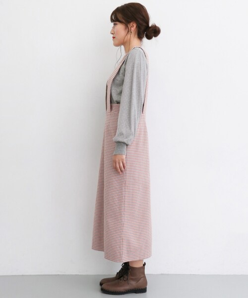 KBF(ケイビーエフ)の「KBF+千鳥格背心裙(ワンピース/ドレス・レディース・紫色/綠色/灰色・one)」の17枚目の写真