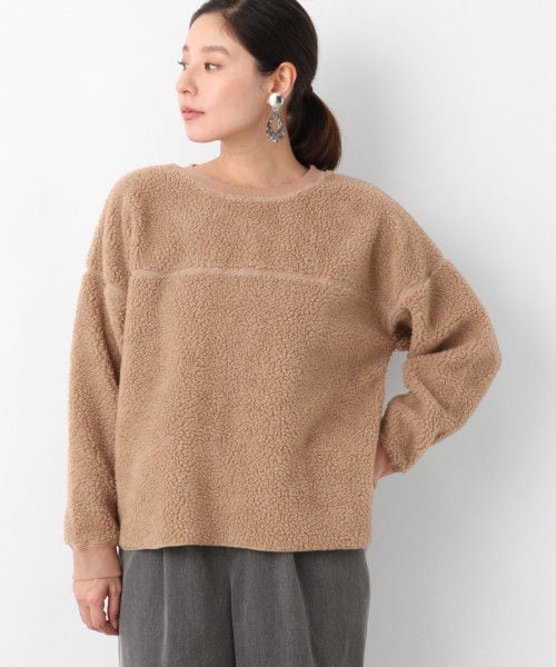 LEPSIM（レプシィム）の「ボアクループルオーバー／ＬＳ（トップス・アイボリー/チャコールグレー/モカ）」の3枚目の写真