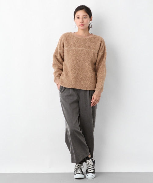 LEPSIM（レプシィム）の「ボアクループルオーバー／ＬＳ（トップス・アイボリー/チャコールグレー/モカ）」の9枚目の写真