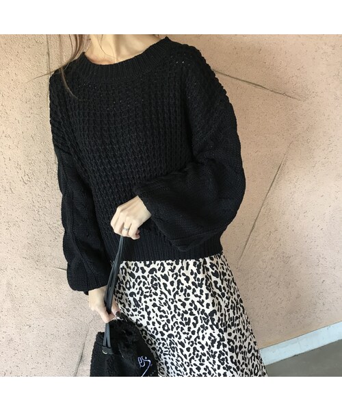 copine（コピン）の「ケーブルボリューム袖ざっくりルーズニット（3color）（ニット/セーター・レディース・その他）」の2枚目の写真