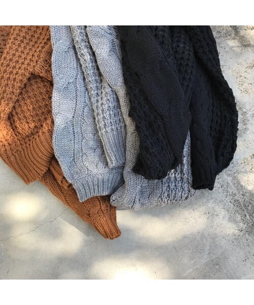 copine（コピン）の「ケーブルボリューム袖ざっくりルーズニット（3color）（ニット/セーター・レディース・その他）」の14枚目の写真
