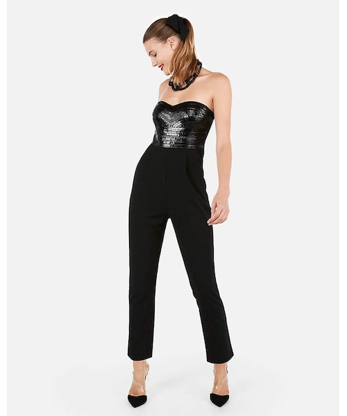 high neck sequin jumpsuit